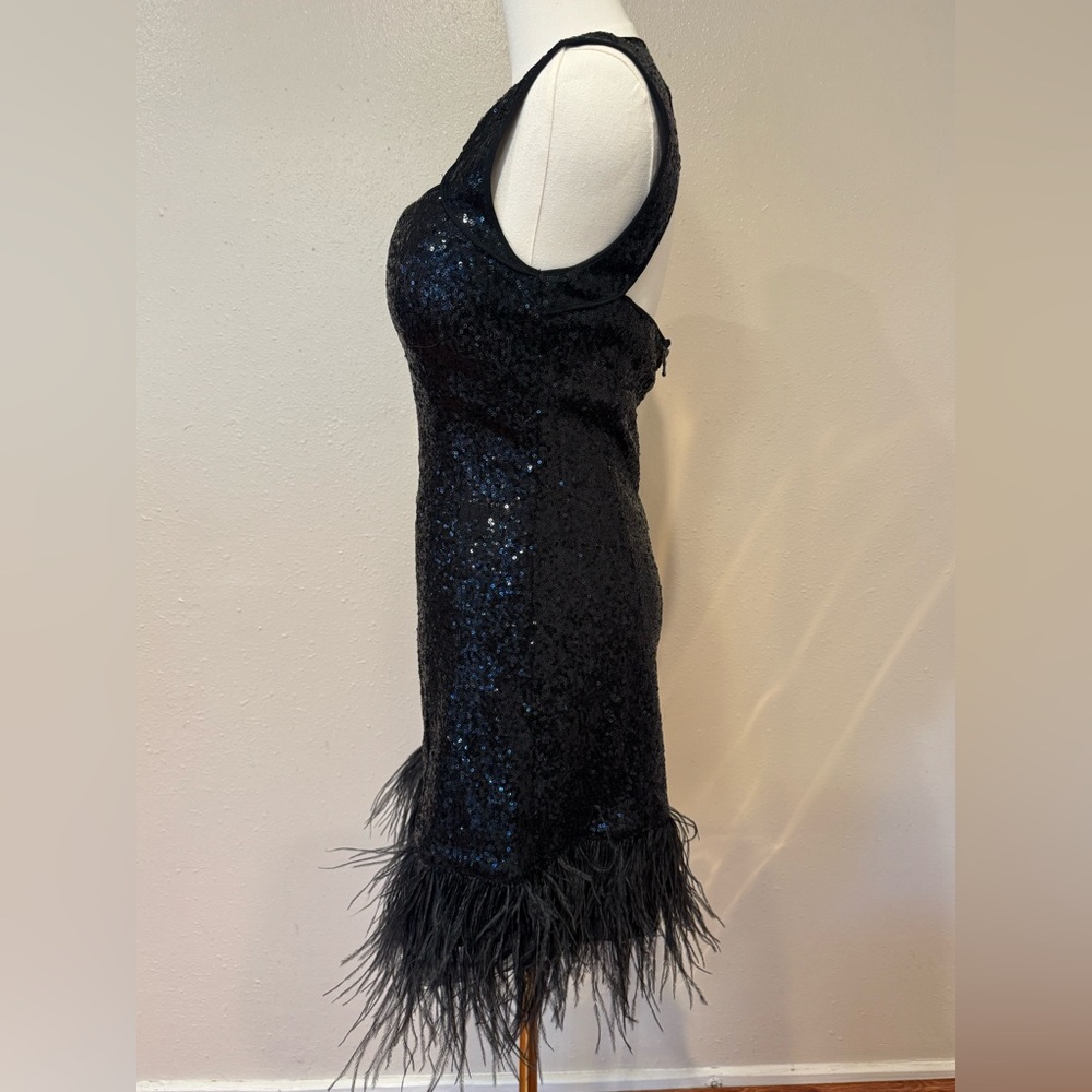 Guess Black Sequin and Feathers Mini Dress - Picture 5 of 8